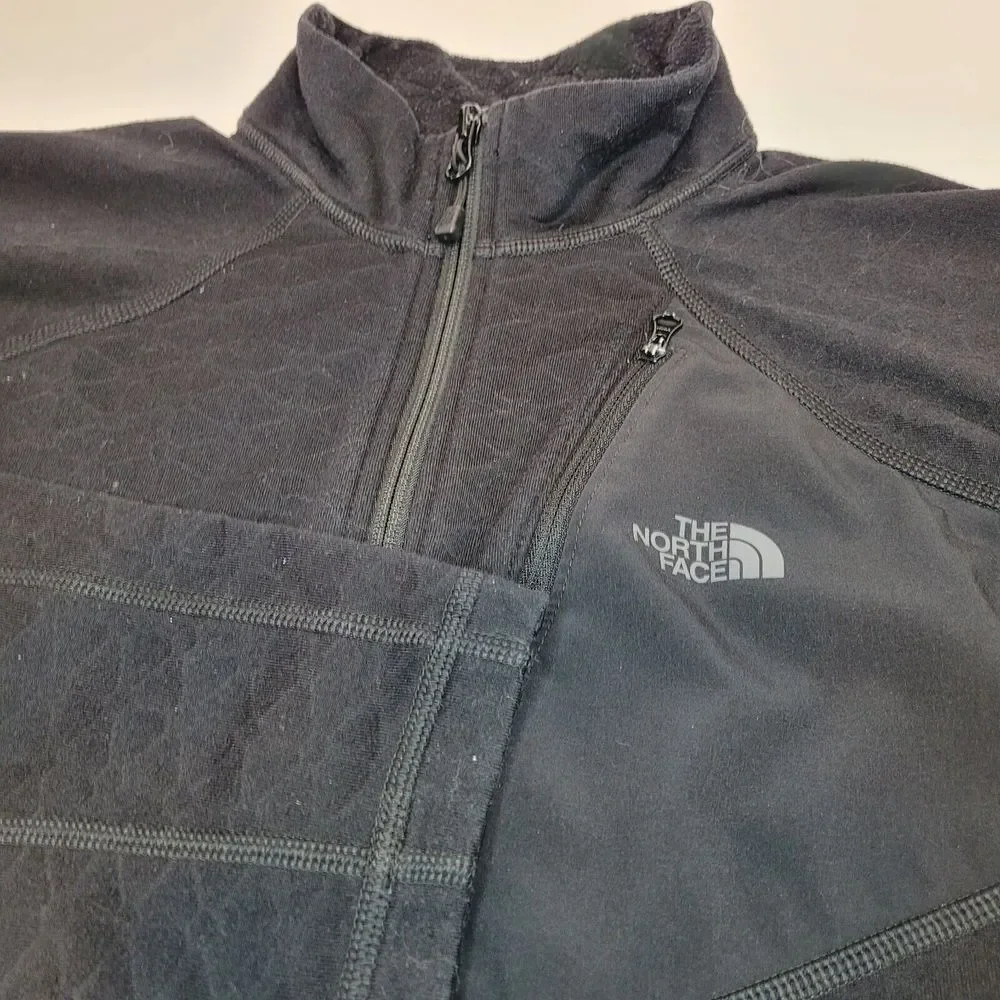 The North Face Quarter Zip Pullover Mens Medium Black Good Fleece Chest‎ Pocket